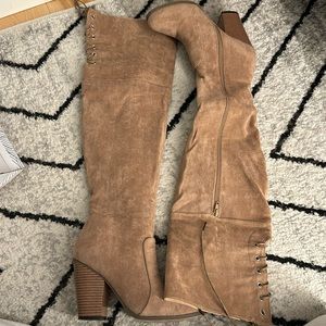 Chase & Chloe over the knee boot in taupe